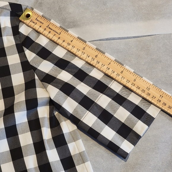 Lafayette 148 New York Checkered Button Down Short Sleeve Shirt Women's XS/P - Picture 5 of 16